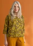 Vevd bluse «Hedda» i økologisk bomull (mørk oliven/mønstret XXL)