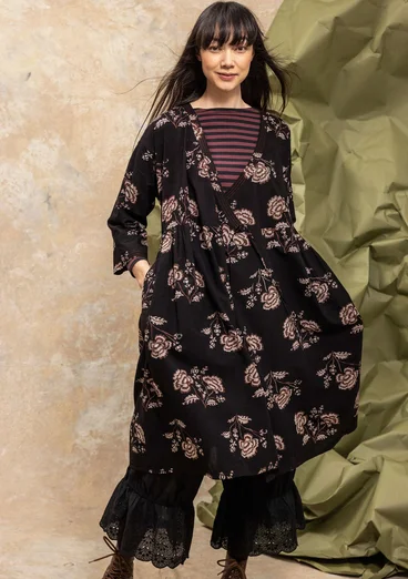 “Rose hip” woven organic cotton dress - black