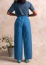 Pantalon en tissu de coton biologique/lin (bleu lin XL)