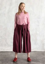 Broek "Rut" van geweven viscose/linnen - aubergine