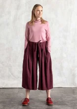 Broek "Rut" van geweven viscose/linnen - aubergine