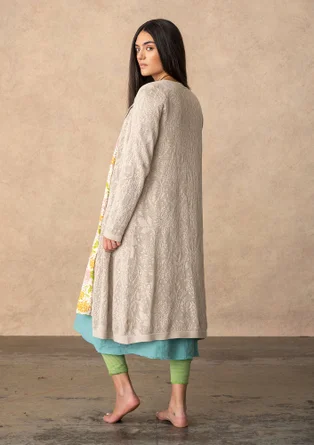 “Niwa” pointelle coatigan in a blend of organic and recycled cotton - natural