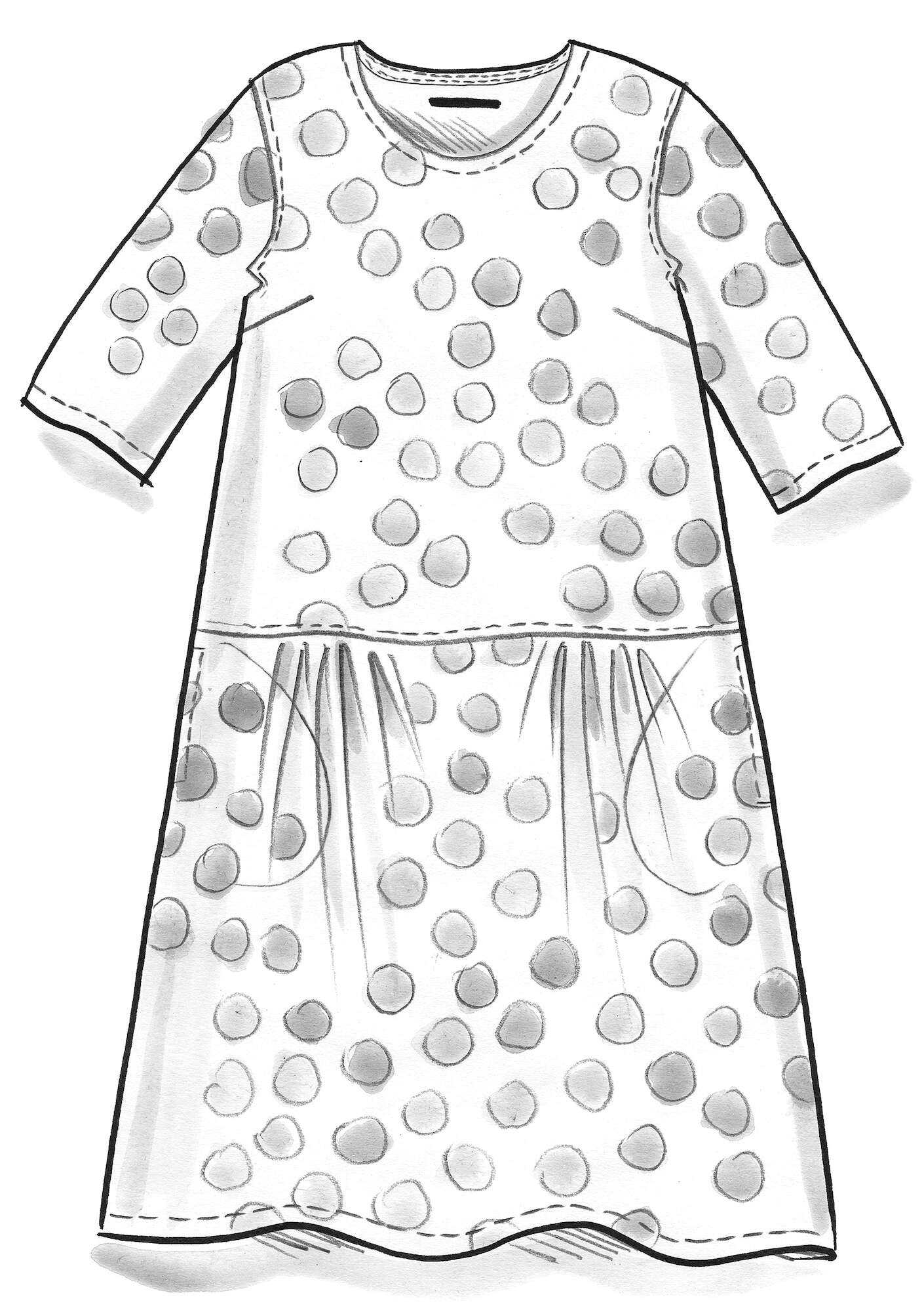 Vevd kjole «Yayoi» i økologisk bomull