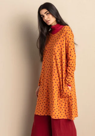 Tunique "Juliet" en jersey de coton biologique/modal - orange brûlée/motif
