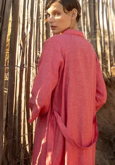 “Bifrost” woven linen shirt dress - light coral