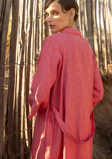“Bifrost” woven linen shirt dress - light coral