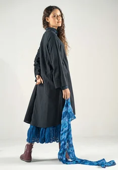 “Olivia” woven organic cotton dress - black