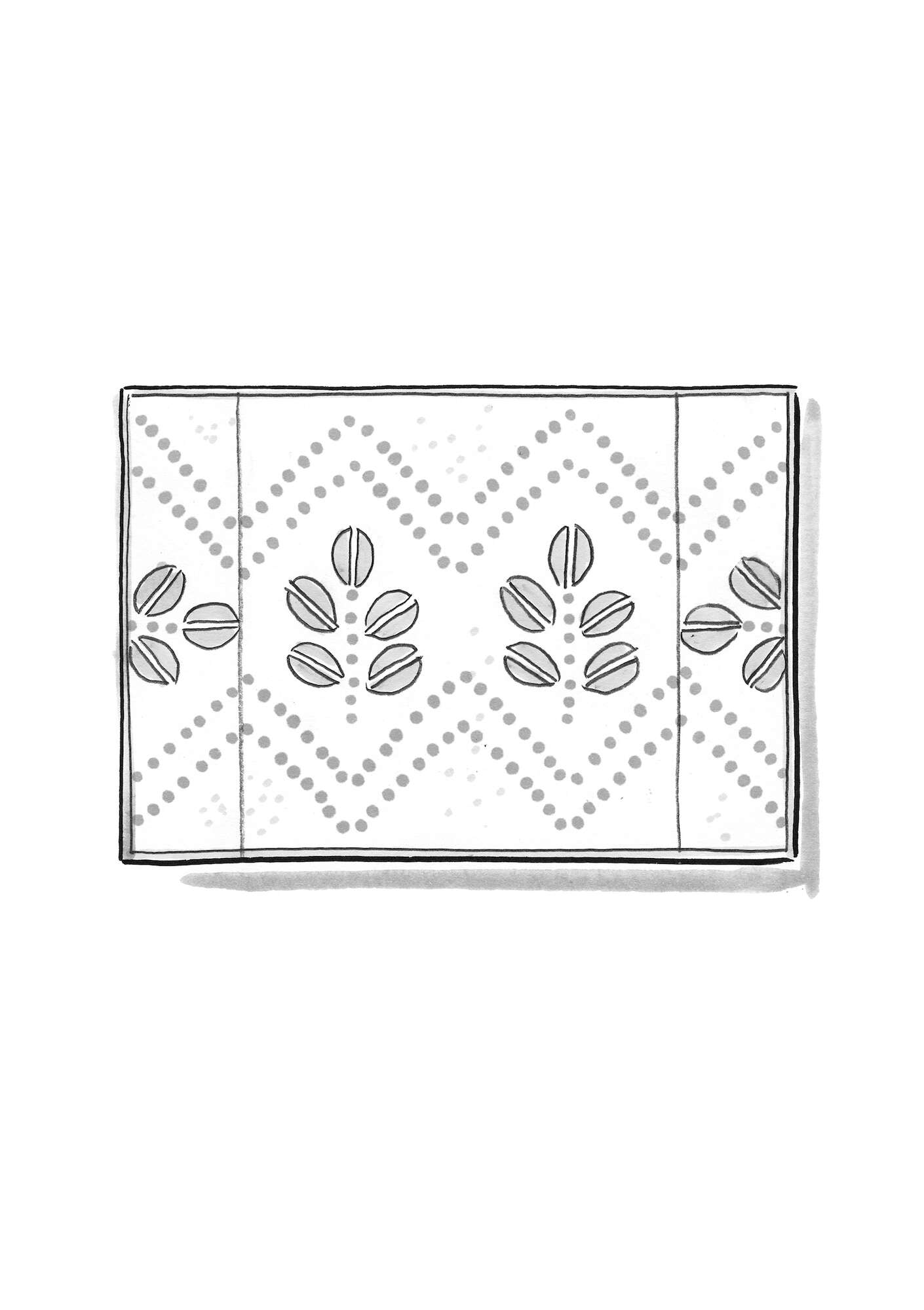 “Leafy” organic cotton bathroom mat black