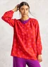 Bluse „Ester“ aus Leinengewebe (papageienrot-gemustert XL)