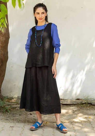 Vævet nederdel i hør - sort