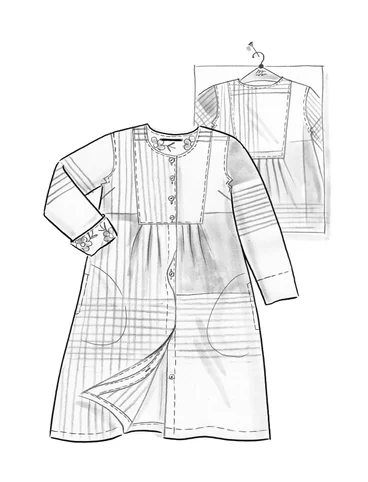 Vevd kjole «Madras» i økologisk bomull - svart