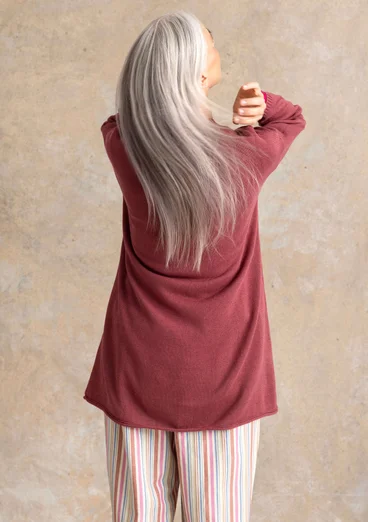 Knitted recycled cotton tunic - dusty red