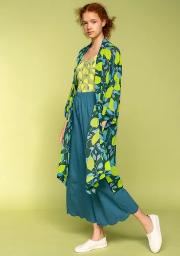 Trikåbyxa i ekologisk bomull - ljus petrol