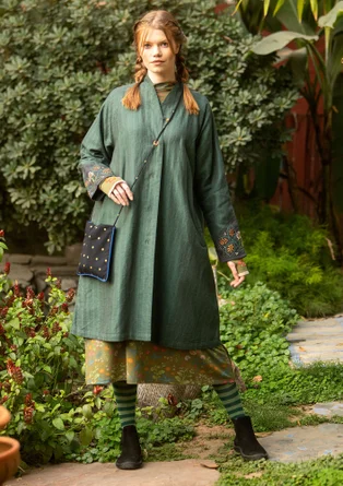 Kappa "Woodland" i ekologisk bomull/lin - opalgrön