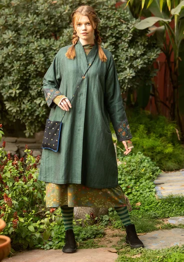Frakke "Woodland" i økologisk bomuld/hør - opalgrøn