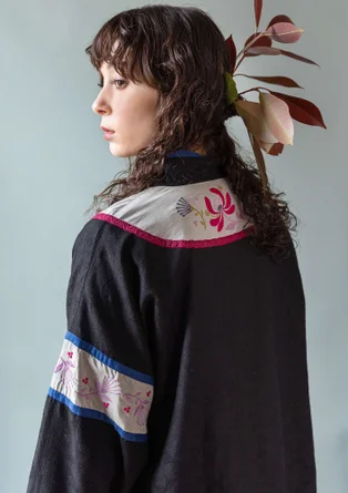 “Mei Lan” jacket in a viscose/cotton/linen blend - black