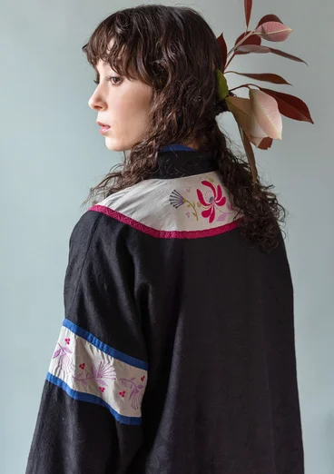 “Mei Lan” jacket in a viscose/cotton/linen blend - black