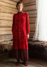 “Nootka” organic cotton/recycled polyester velour dress - lingonberry/patterned