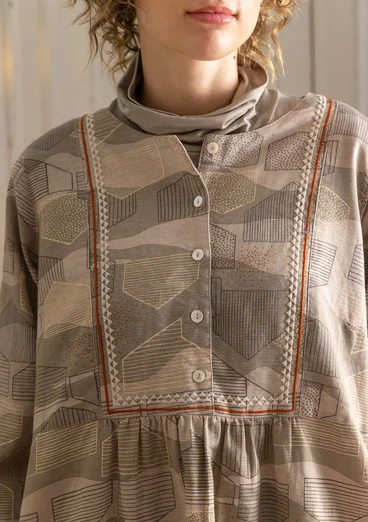 Jurk "Alaska" van geweven biologisch katoen/linnen - taupe