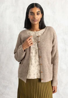 Noppen-Strickjacke aus Lammwollmischung - taupe-melange