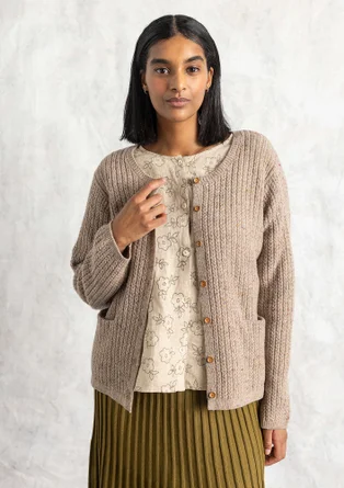 Lambswool blend nep cardigan - mole/melange