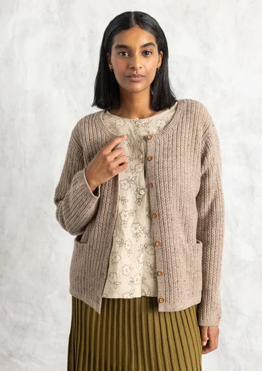 Lambswool blend nep cardigan - mole/melange