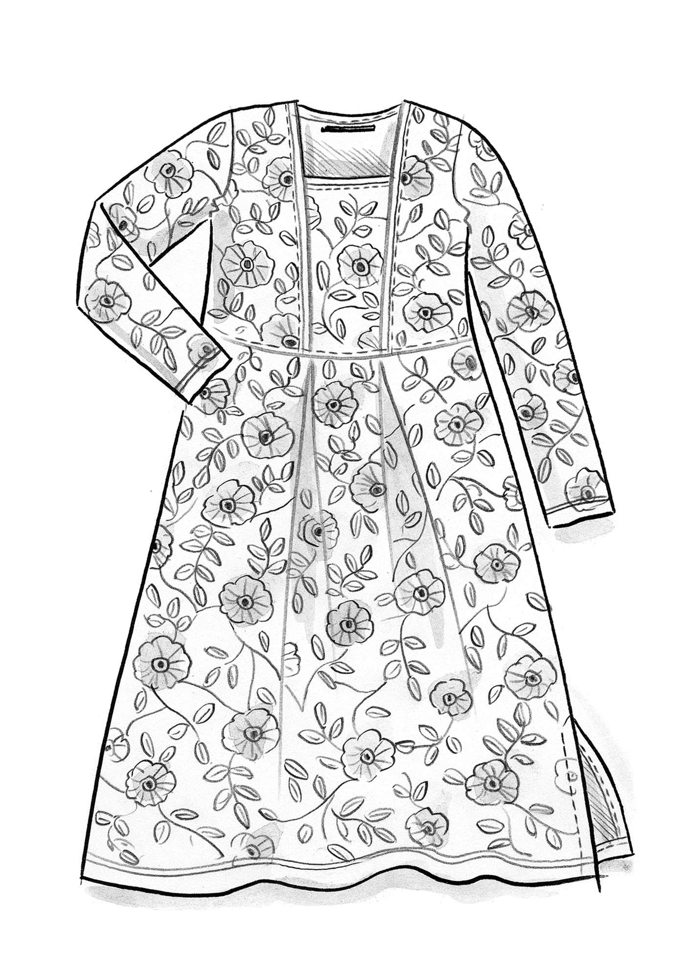 “Piaf” jersey dress in organic cotton/linen graphite
