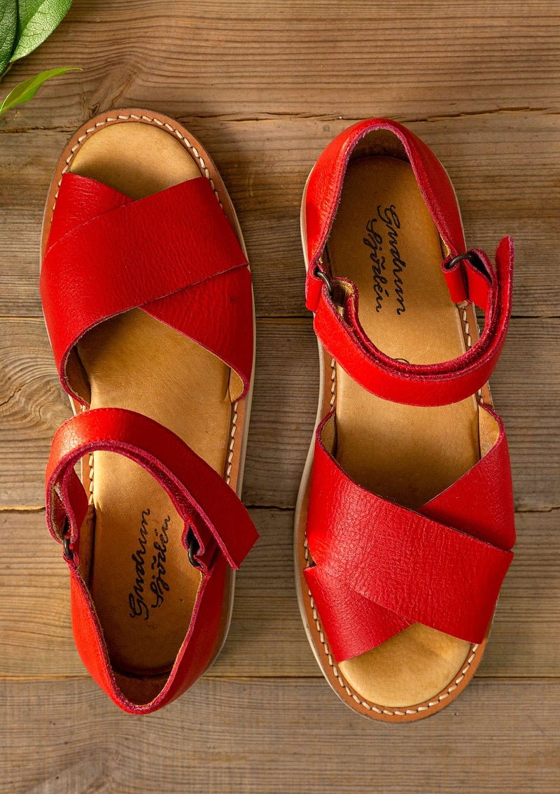 Sandales en cuir nappa rouge vif