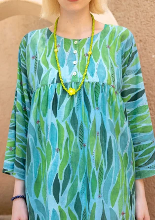 “Marie” woven dress in organic cotton/silk - cicada/patterned