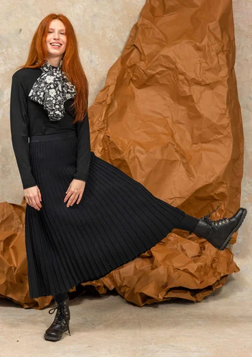 Rippstrickrock aus Bio-/Recycling-Baumwolle - schwarz