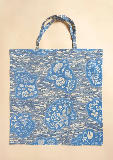 Sac en tissu de coton biologique Taille L - bleu doux
