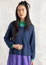 Cardigan in felted organic wool (dark indigo/melange XL)