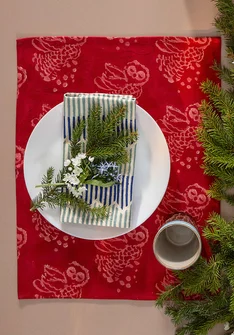 “Taiga” place mat in organic cotton - poppy
