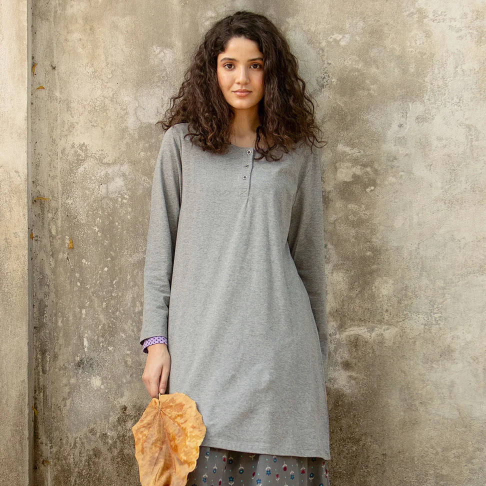 Trikottunika «Alora» i økologisk bomull - grafitt