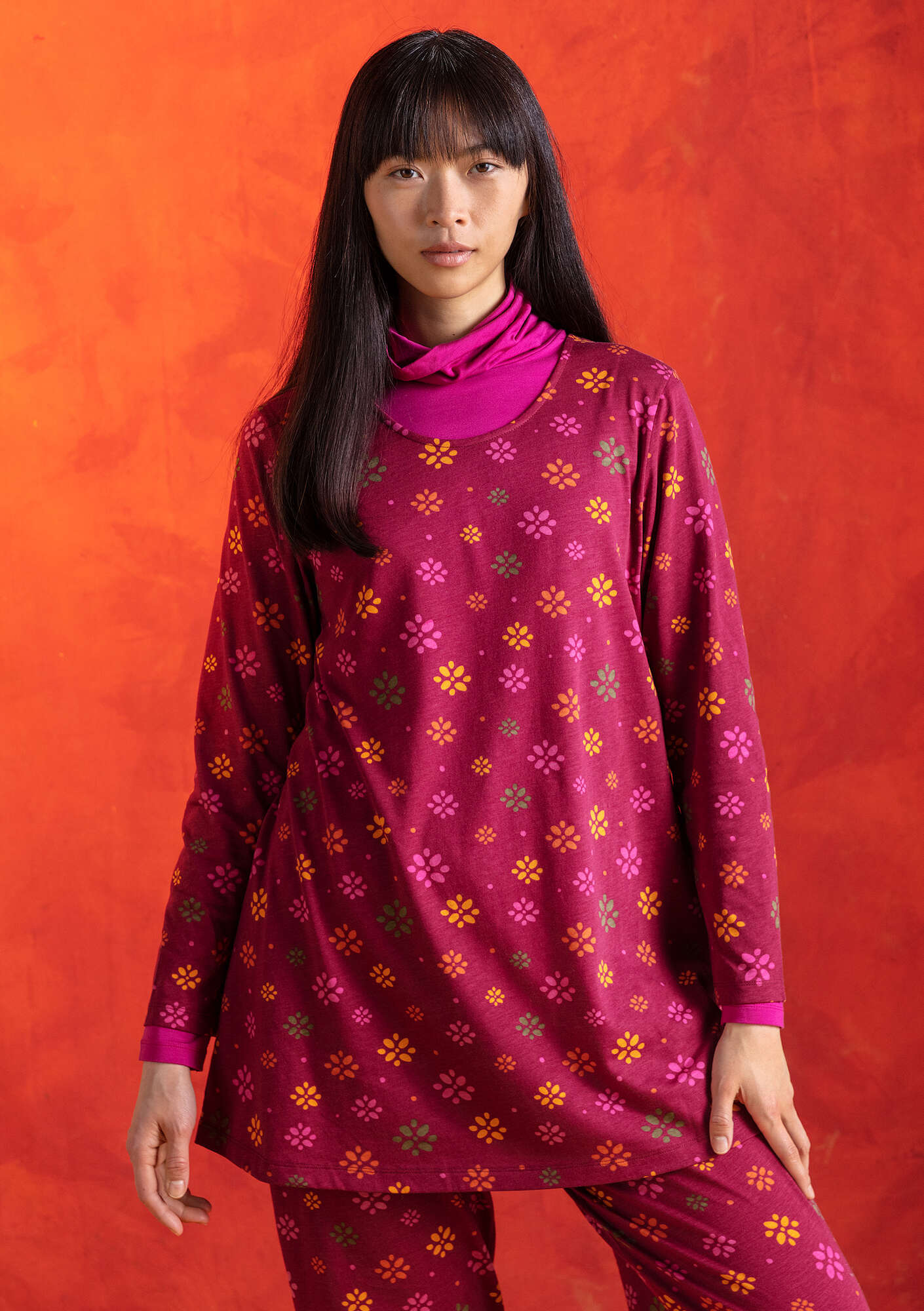 Buthi tunic purple red
