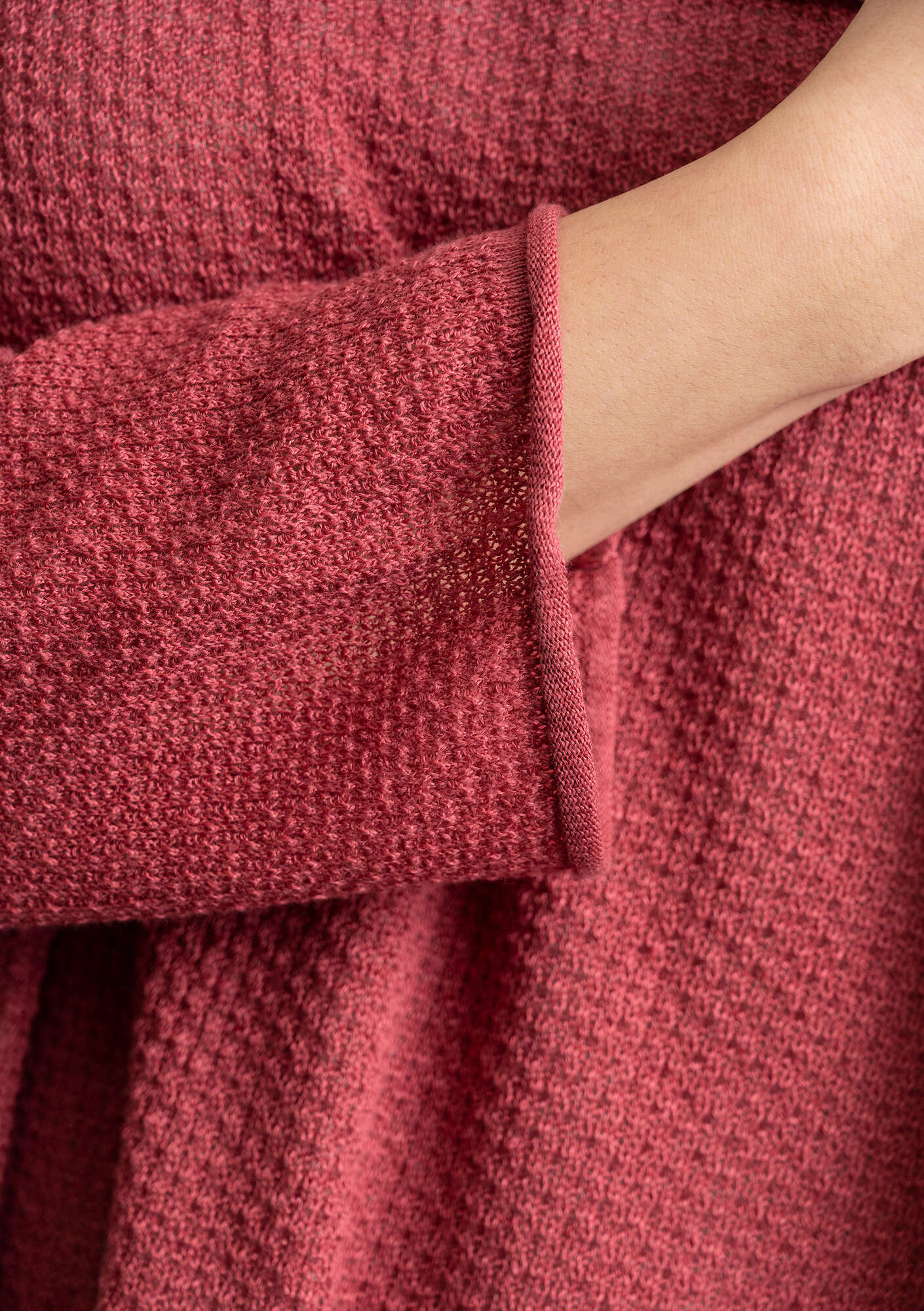 Tunic in a recycled linen knit fabric fig