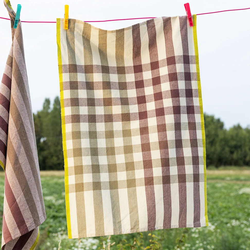 “Trellis” organic cotton tea towel - almond milk