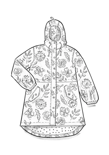 “Livia” patterned/solid-colour parka in water-repellent organic cotton - bright blue/patterned