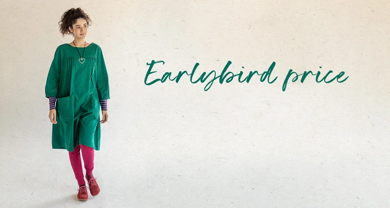 Earlybird price for our beautiful, organic cotton Benedita dress*. 