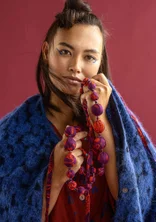 Halskjede «Zuri» i økologisk bomull / resirkulert tre - petunia