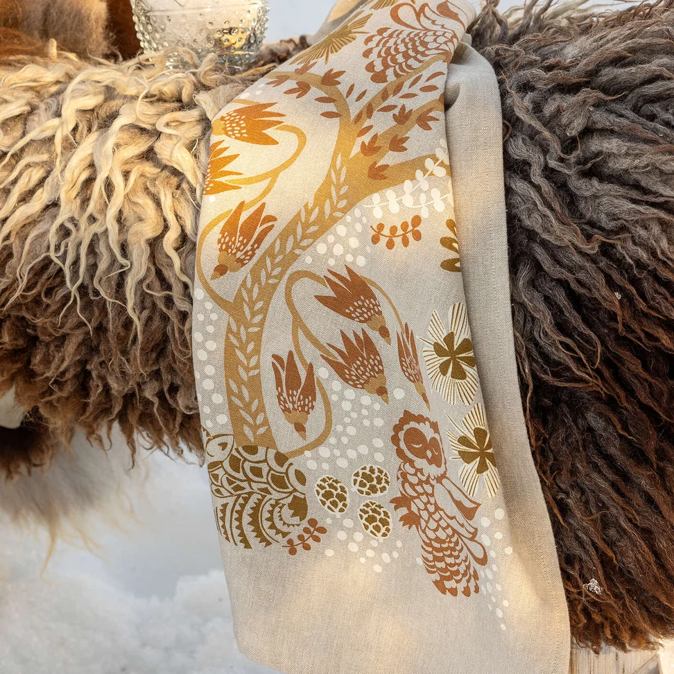 “Taiga” organic cotton tea towel - eggshell