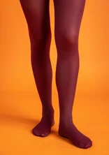 Solid-colour tights made from recycled polyamide - aubergine