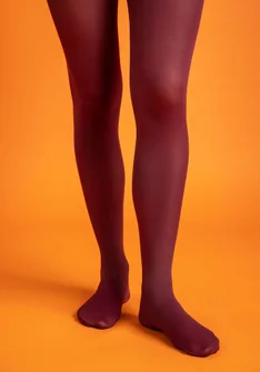 Solid-colored tights in recycled nylon - aubergine