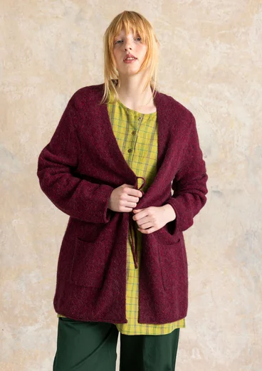 Rutete/ensfarget bluse «Sylvi» i lin - guava/ruter