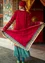 Knit “Folklore” shawl in wool/lyocell (dark peony One Size)