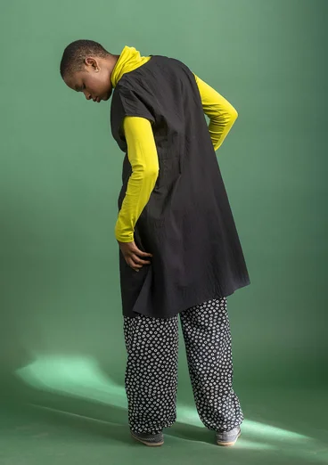 Vevd ermeløs kjole i økologisk bomull - svart