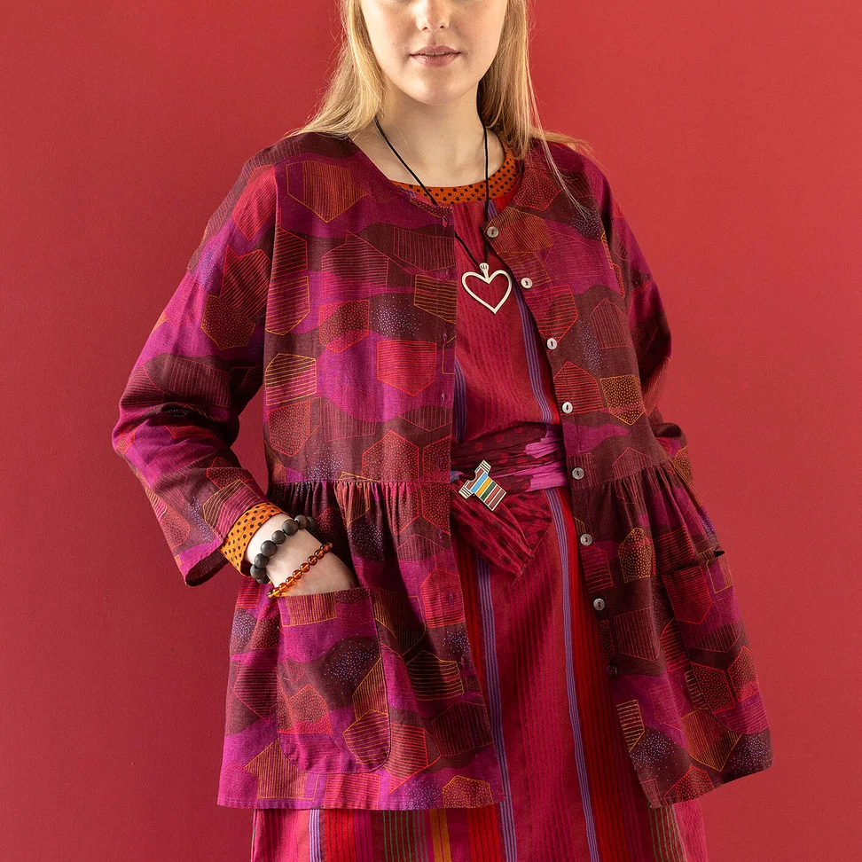 “Alaska” blouse in organic cotton/linen - aubergine