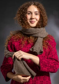 Alpaca blend knit scarf - potato/melange