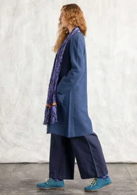 Langstrickjacke aus gefilzter Bio-Wolle - dunkelindigot-melange