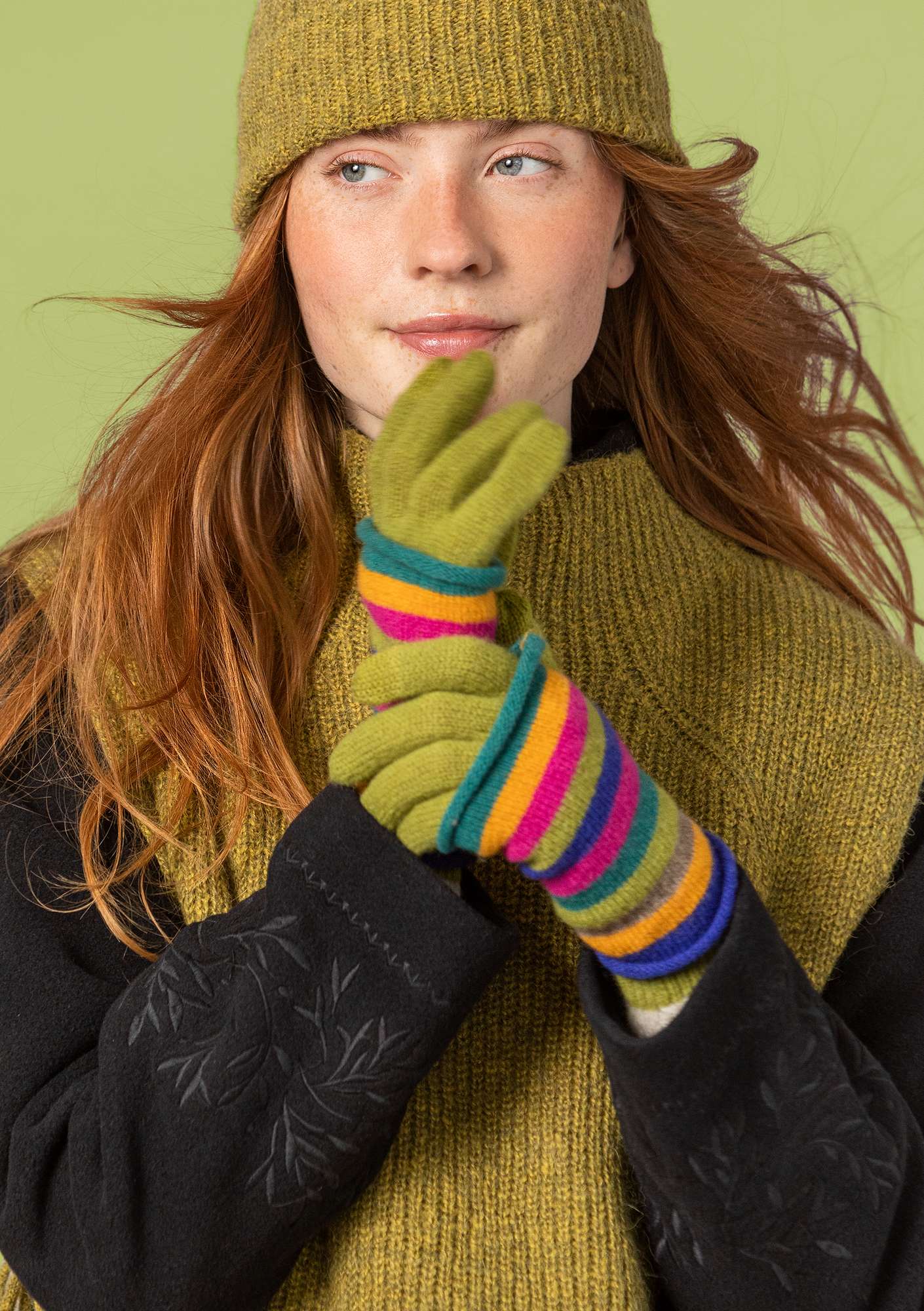 Wool fingerless gloves multicoloured thumbnail